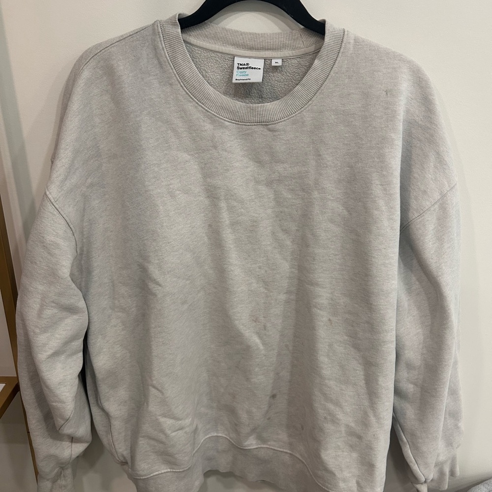 Aritzia TNA crewneck boyfriend fit Gray Crewneck Sweatfleece shirt